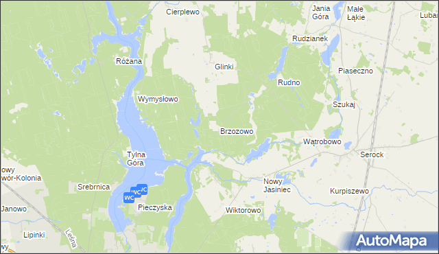 mapa Brzozowo gmina Koronowo, Brzozowo gmina Koronowo na mapie Targeo