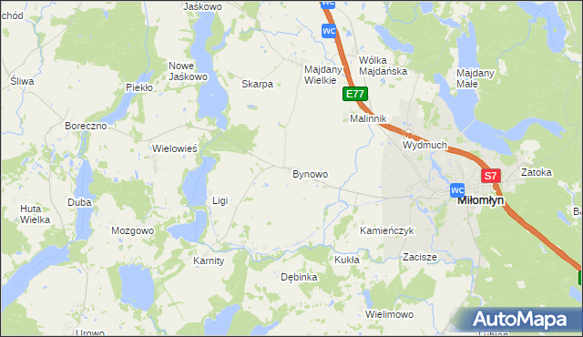 mapa Bynowo, Bynowo na mapie Targeo