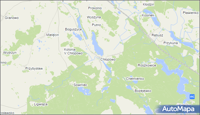 mapa Chłopowo gmina Krzęcin, Chłopowo gmina Krzęcin na mapie Targeo