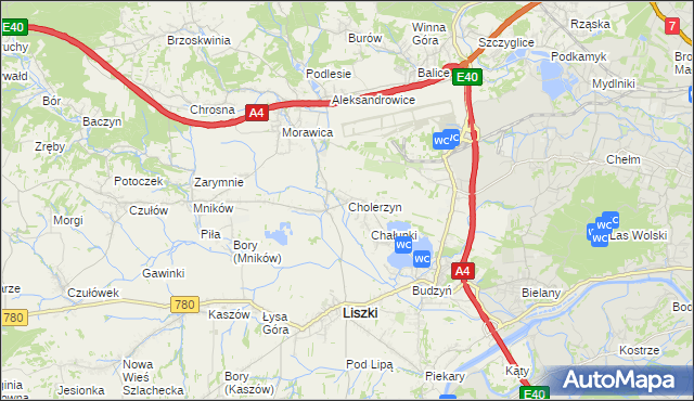 mapa Cholerzyn, Cholerzyn na mapie Targeo
