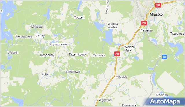 mapa Cicholas, Cicholas na mapie Targeo