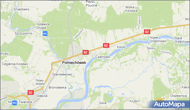 mapa Czarnowo gmina Pomiechówek, Czarnowo gmina Pomiechówek na mapie Targeo