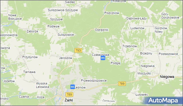 mapa Czatachowa, Czatachowa na mapie Targeo