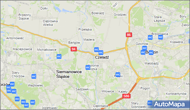 mapa Czeladź, Czeladź na mapie Targeo