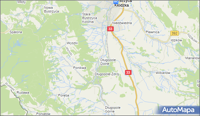 mapa Długopole Dolne, Długopole Dolne na mapie Targeo