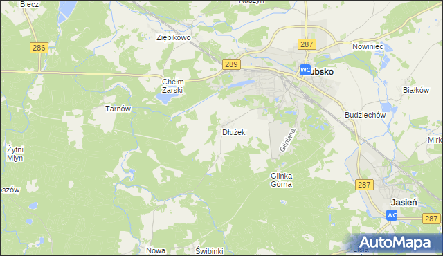 mapa Dłużek gmina Lubsko, Dłużek gmina Lubsko na mapie Targeo
