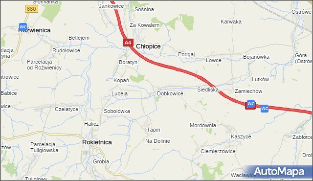 mapa Dobkowice gmina Chłopice, Dobkowice gmina Chłopice na mapie Targeo