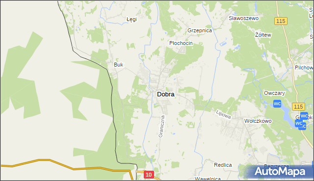 mapa Dobra gmina Dobra (Szczecińska), Dobra gmina Dobra (Szczecińska) na mapie Targeo