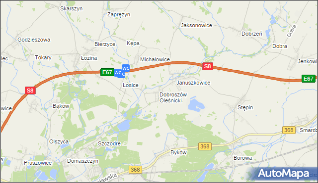 mapa Dobroszów Oleśnicki, Dobroszów Oleśnicki na mapie Targeo