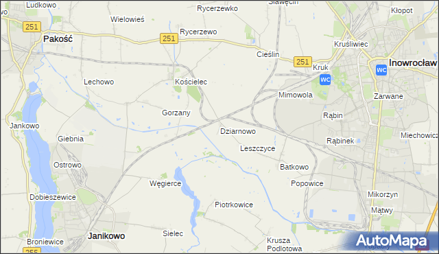 mapa Dziarnowo gmina Pakość, Dziarnowo gmina Pakość na mapie Targeo
