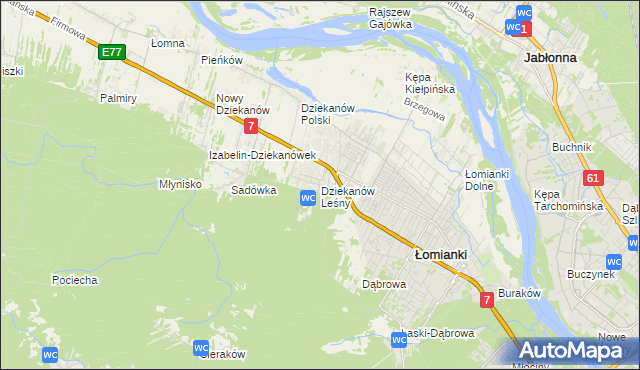 mapa Dziekanów Leśny, Dziekanów Leśny na mapie Targeo