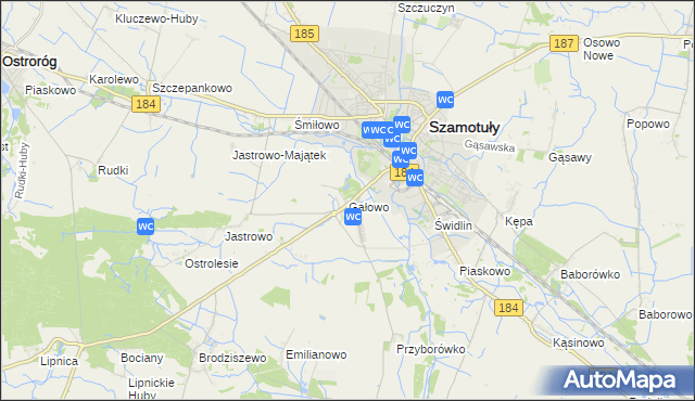 mapa Gałowo gmina Szamotuły, Gałowo gmina Szamotuły na mapie Targeo