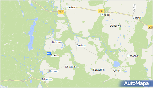 mapa Garbno gmina Polanów, Garbno gmina Polanów na mapie Targeo