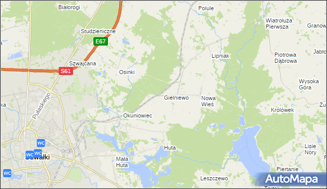 mapa Gielniewo, Gielniewo na mapie Targeo