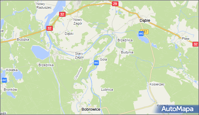 mapa Gola gmina Dąbie, Gola gmina Dąbie na mapie Targeo