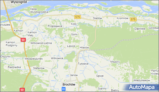 mapa Hilarów gmina Brochów, Hilarów gmina Brochów na mapie Targeo