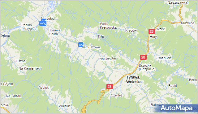 mapa Hołuczków, Hołuczków na mapie Targeo