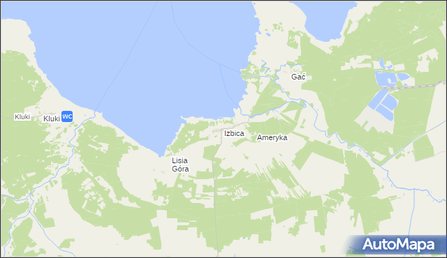 mapa Izbica gmina Główczyce, Izbica gmina Główczyce na mapie Targeo