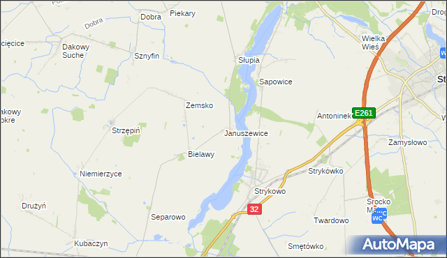 mapa Januszewice gmina Granowo, Januszewice gmina Granowo na mapie Targeo