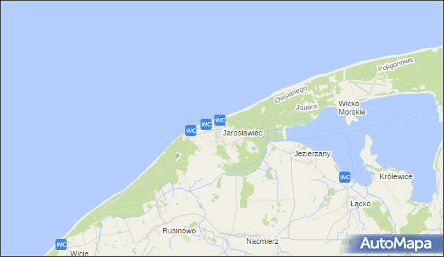 mapa Jarosławiec gmina Postomino, Jarosławiec gmina Postomino na mapie Targeo