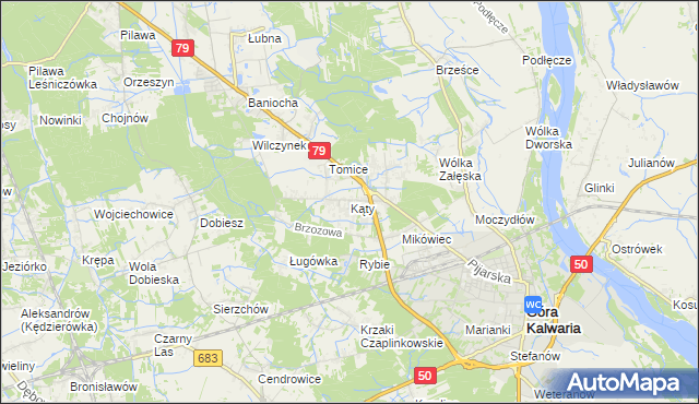 mapa Kąty gmina Góra Kalwaria, Kąty gmina Góra Kalwaria na mapie Targeo