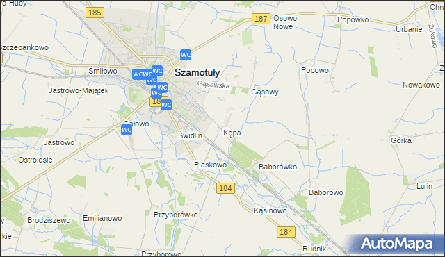 mapa Kępa gmina Szamotuły, Kępa gmina Szamotuły na mapie Targeo