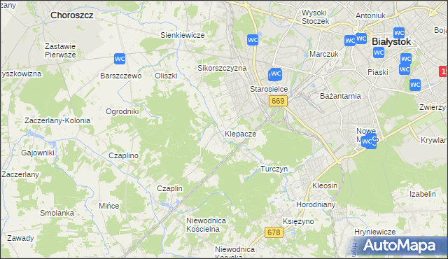 mapa Klepacze gmina Choroszcz, Klepacze gmina Choroszcz na mapie Targeo