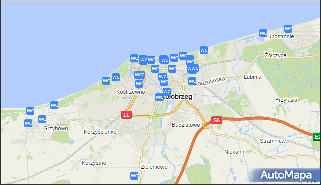 mapa Kołobrzegu, Kołobrzeg na mapie Targeo