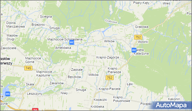 mapa Krajno-Zagórze, Krajno-Zagórze na mapie Targeo