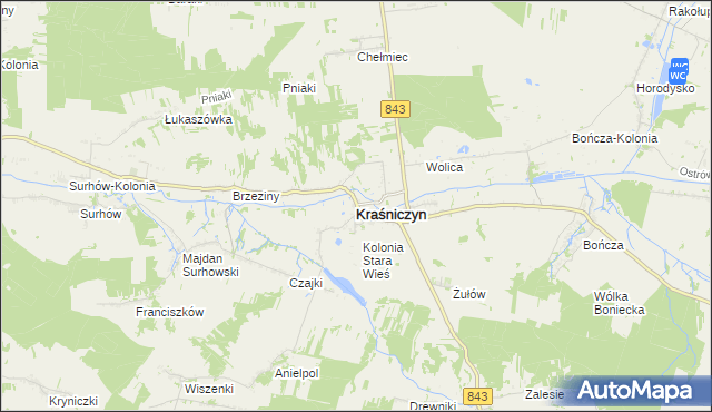 mapa Kraśniczyn, Kraśniczyn na mapie Targeo