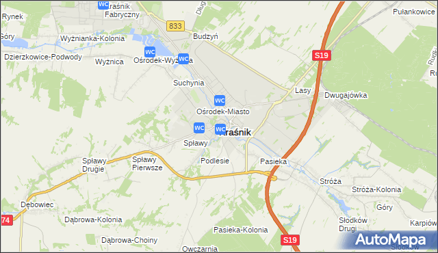 mapa Kraśnik, Kraśnik na mapie Targeo