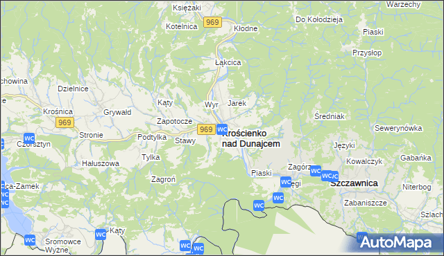 mapa Krościenko nad Dunajcem, Krościenko nad Dunajcem na mapie Targeo