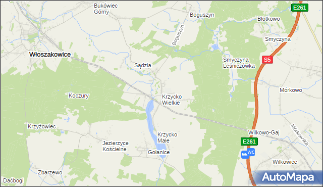 mapa Krzycko Wielkie, Krzycko Wielkie na mapie Targeo