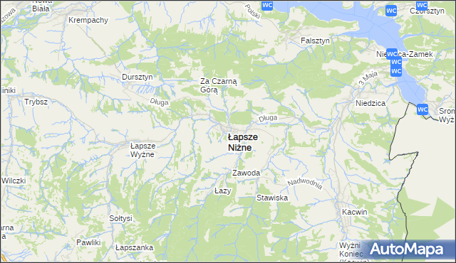 mapa Łapsze Niżne, Łapsze Niżne na mapie Targeo
