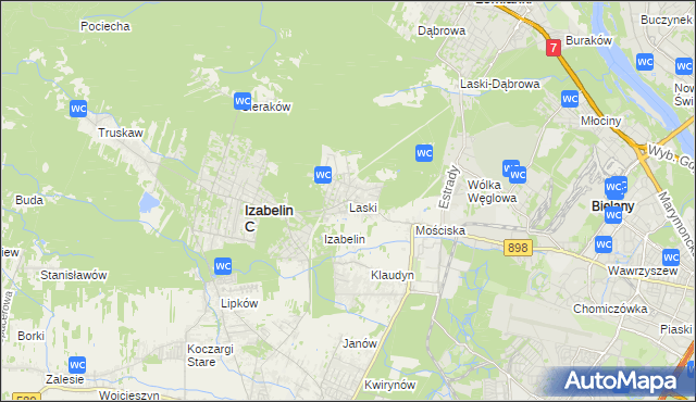 mapa Laski gmina Izabelin, Laski gmina Izabelin na mapie Targeo