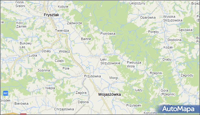 mapa Łęki Strzyżowskie, Łęki Strzyżowskie na mapie Targeo
