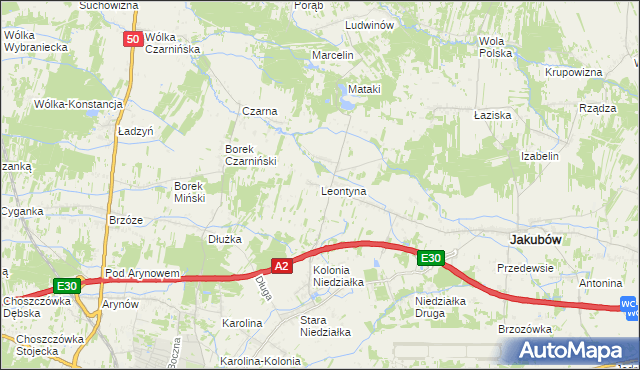 mapa Leontyna, Leontyna na mapie Targeo