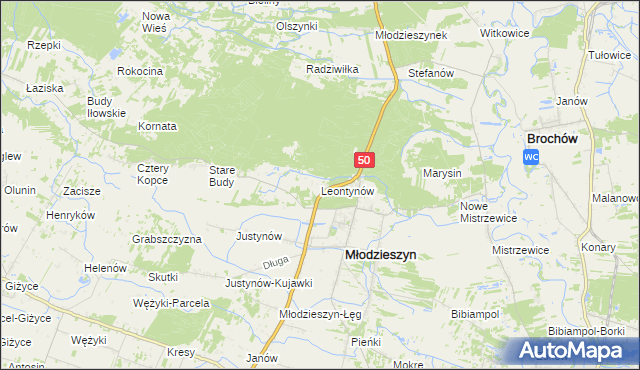 mapa Leontynów, Leontynów na mapie Targeo