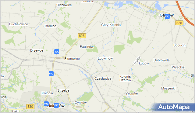 mapa Ludwinów gmina Nałęczów, Ludwinów gmina Nałęczów na mapie Targeo
