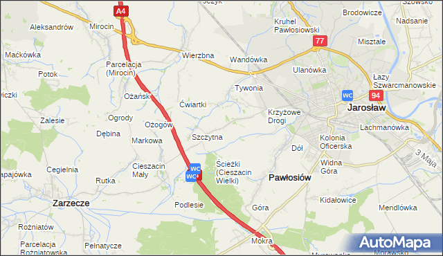 mapa Maleniska gmina Pawłosiów, Maleniska gmina Pawłosiów na mapie Targeo