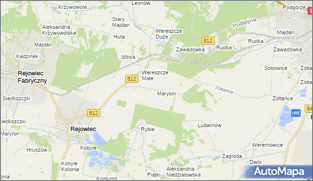mapa Marysin gmina Rejowiec, Marysin gmina Rejowiec na mapie Targeo