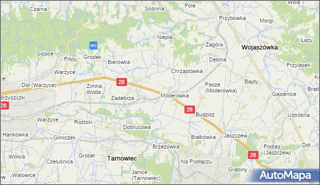 mapa Moderówka, Moderówka na mapie Targeo