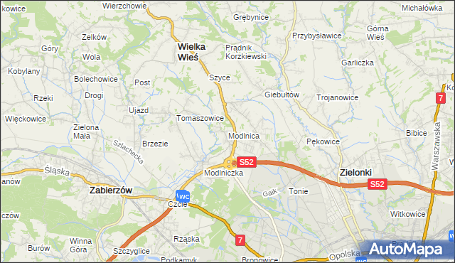 mapa Modlnica, Modlnica na mapie Targeo