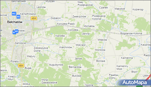 mapa Mokracz, Mokracz na mapie Targeo