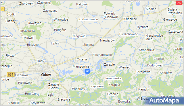 mapa Nieznanowice gmina Gdów, Nieznanowice gmina Gdów na mapie Targeo
