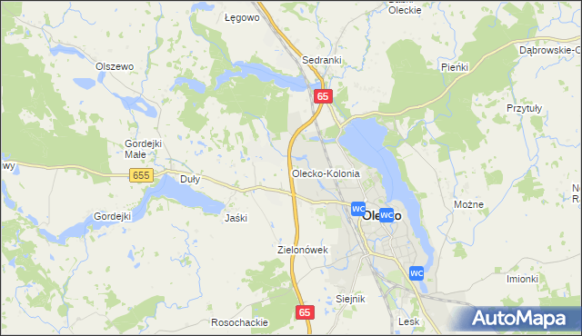 mapa Olecko-Kolonia, Olecko-Kolonia na mapie Targeo