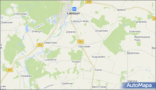 mapa Oporówek gmina Łabiszyn, Oporówek gmina Łabiszyn na mapie Targeo