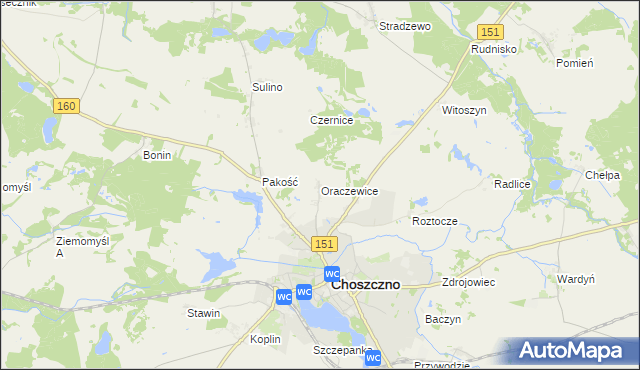 mapa Oraczewice, Oraczewice na mapie Targeo