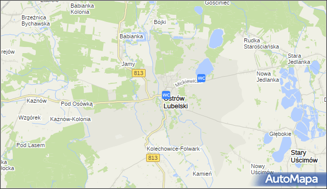 mapa Ostrów Lubelski, Ostrów Lubelski na mapie Targeo