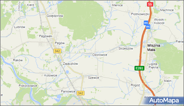 mapa Ozorowice, Ozorowice na mapie Targeo